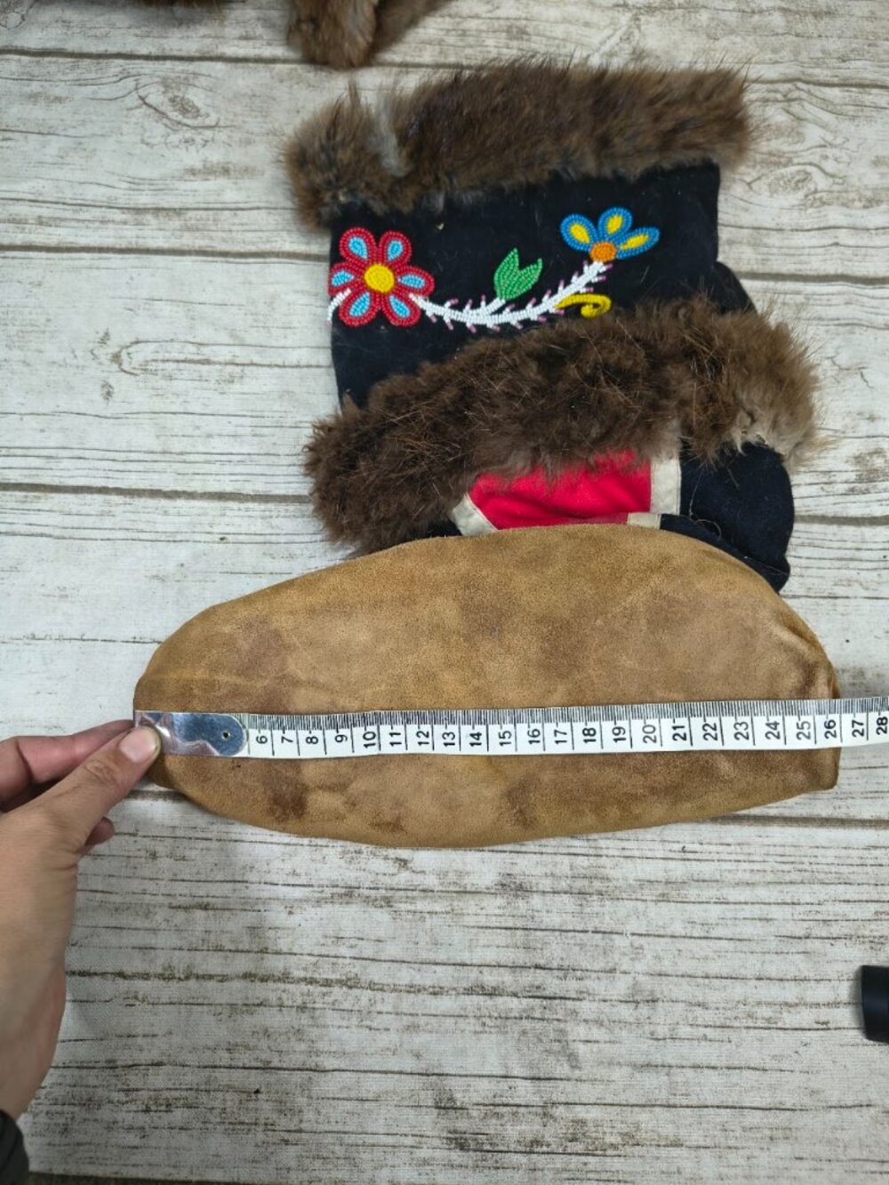 Handmade Native American Beaded Fur Mocassin Boots - Picture 11 of 11